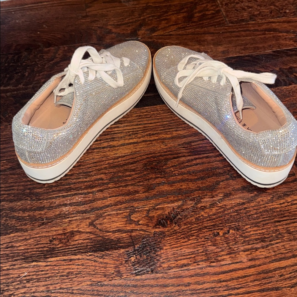 Sparkling Silver Women's Sneakers - Picture 4 of 5